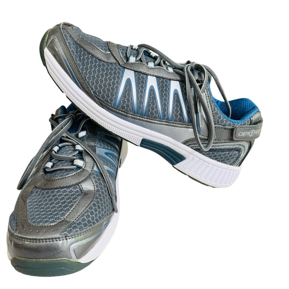 Orthofeet Men’s Size 10 XX-Wide 6E Gray Blue Orthopedic Comfort Walking Sneakers